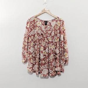 Torrid Sheer Burnt Orange Floral Top Size 2